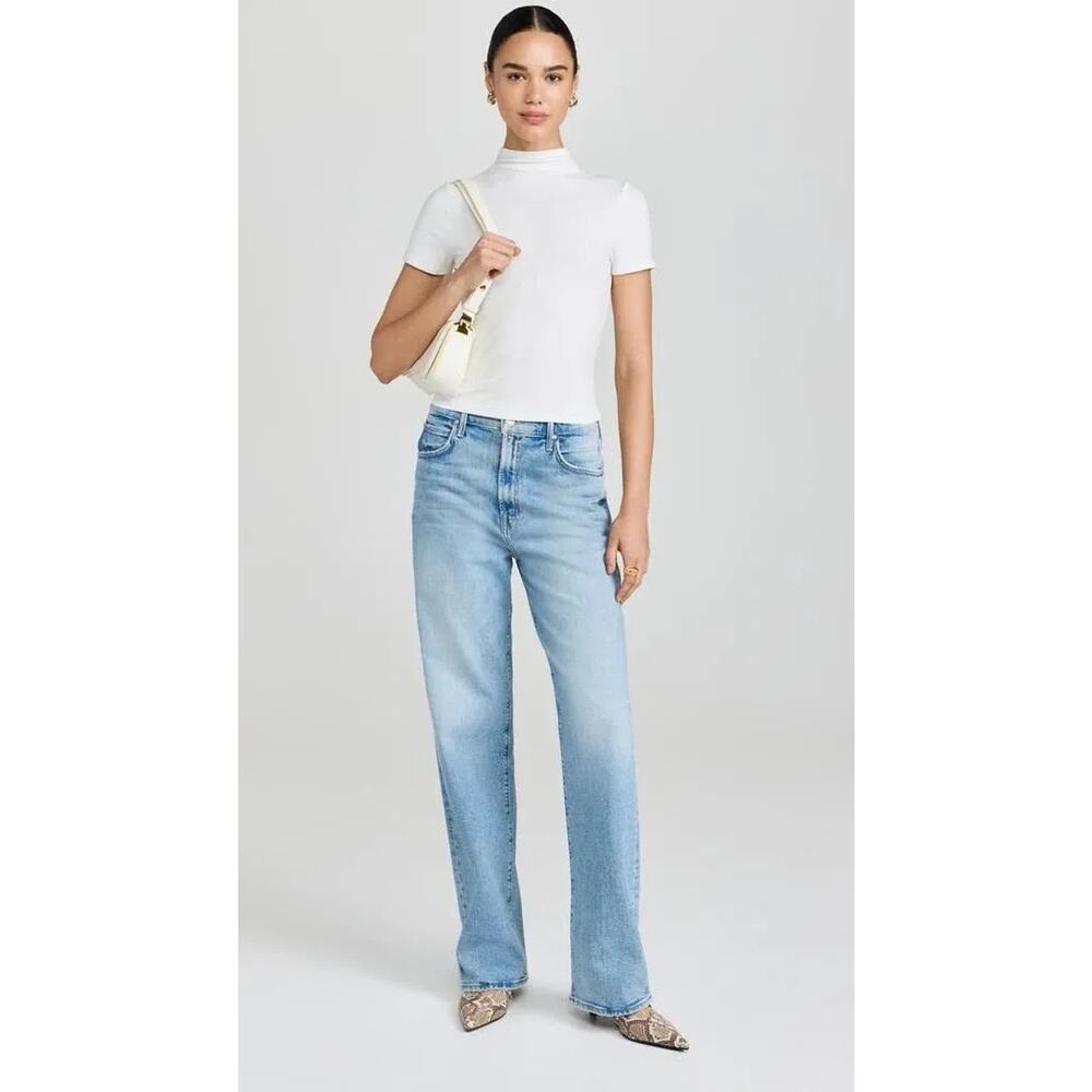 Paige Blanche Top Womens Large White Mock Neck Ribbed Stretch Shirt NWT